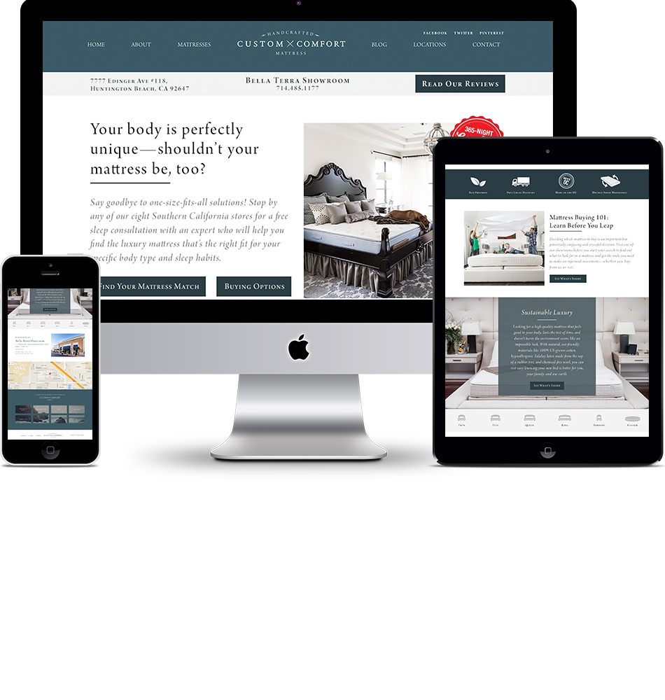 Custom Comfort Mattress Location Landing Page